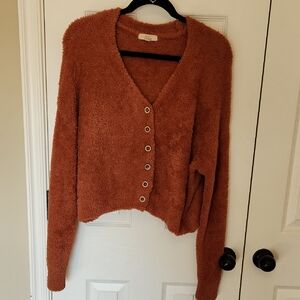Chelsea & Violet Rust Fuzzy Cardigan